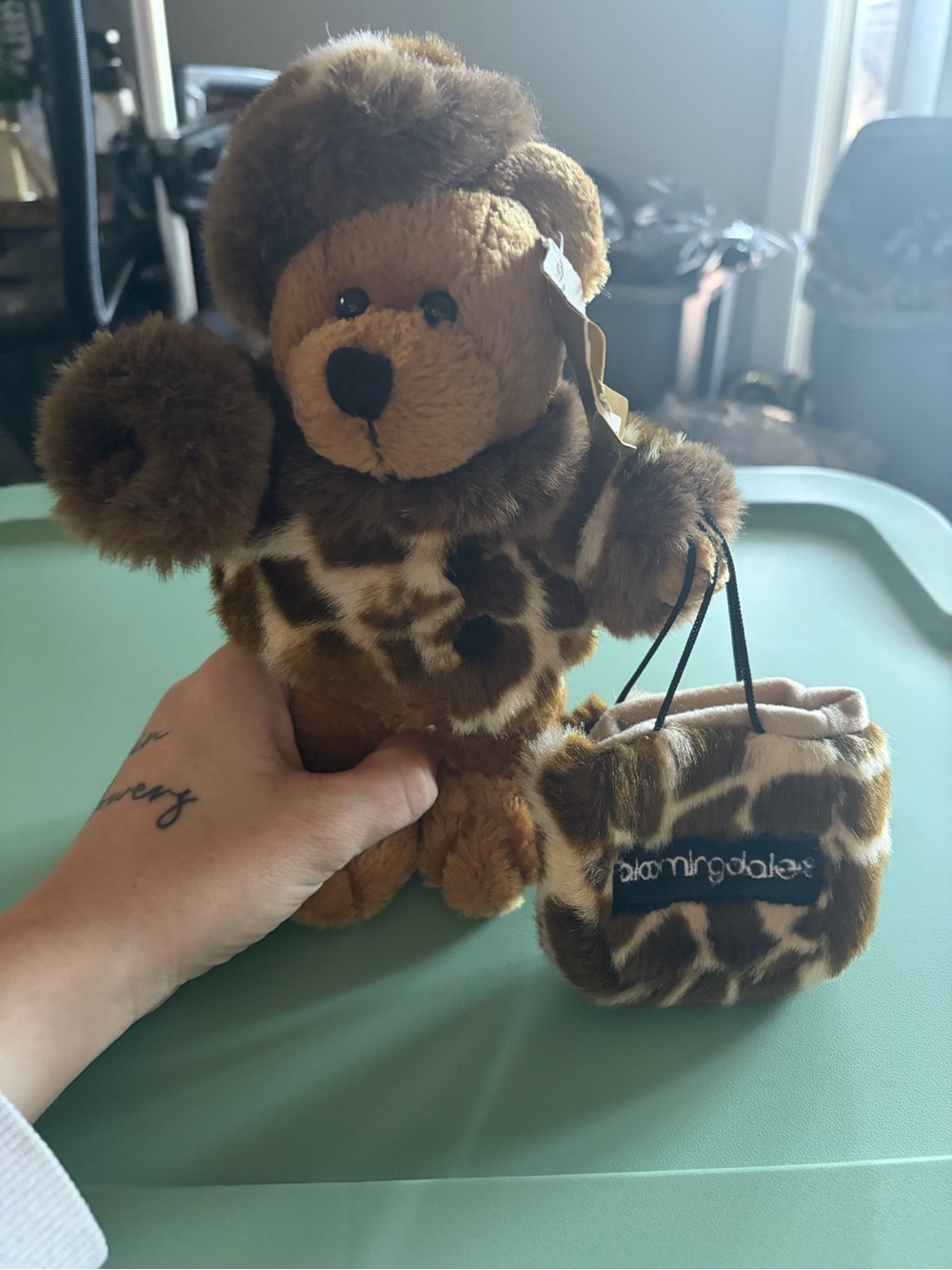 NWT Rare Bloomingdales Bear w Furry Leopard Coat & Embroidered Big Leopard Bag